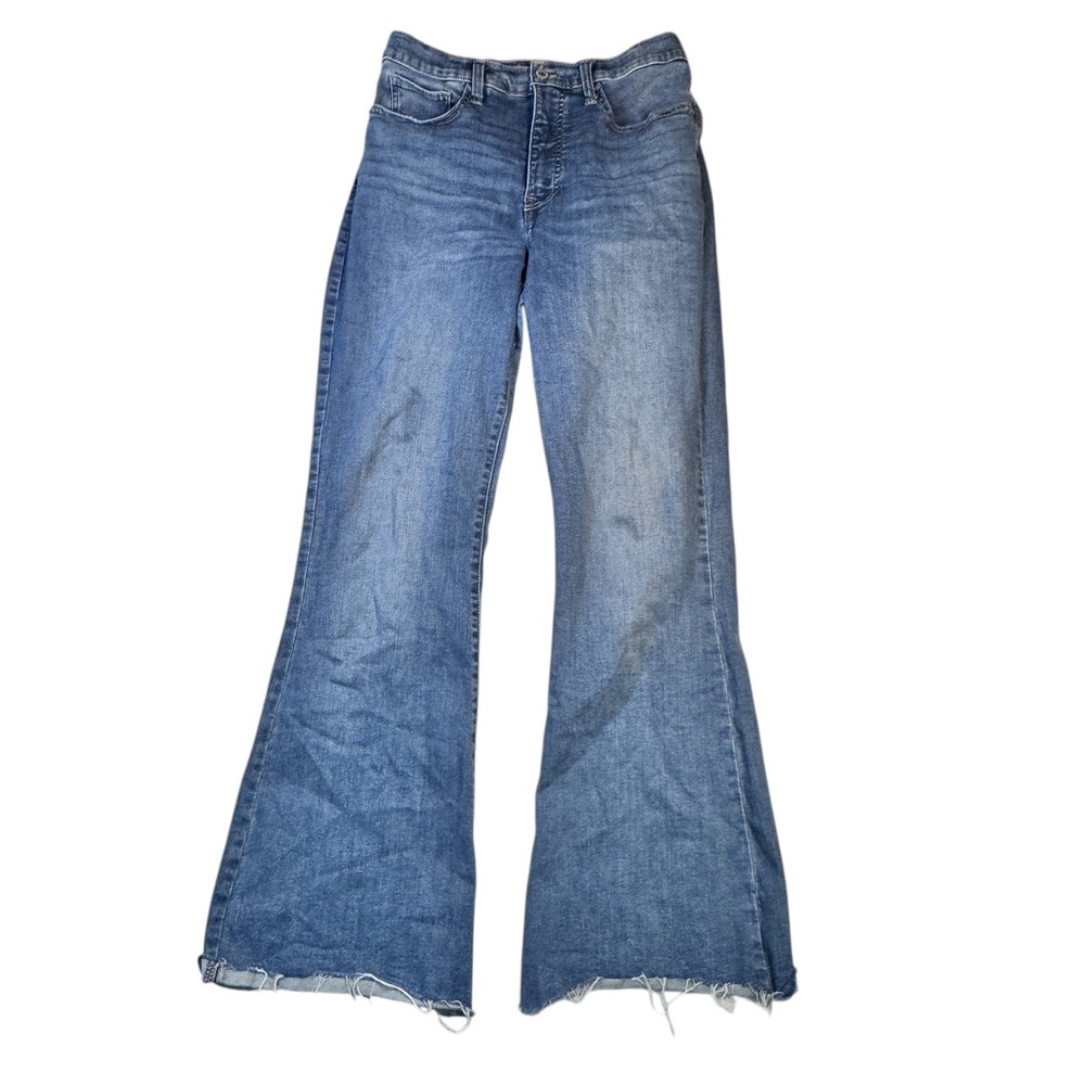 Lucky Brand Womens High Rise Flare Jeans Blue Denim Size 10 30 Raw Hem